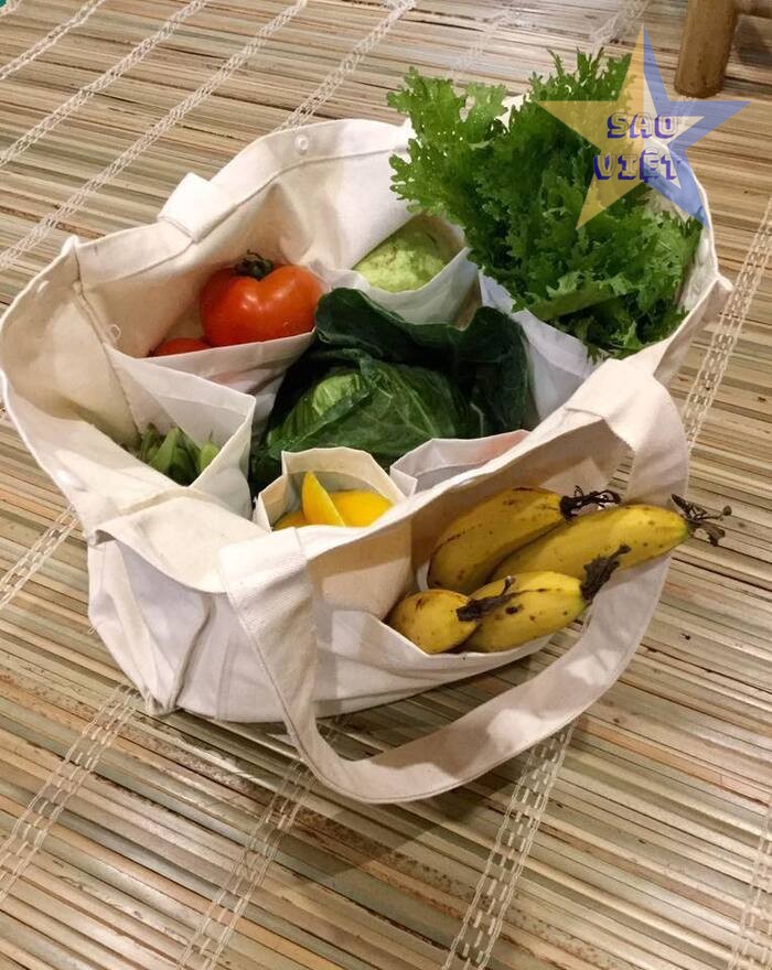Túi vải đi chợ thiết kế nhiều ngăn giúp bạn đựng được nhiều đồ hơn