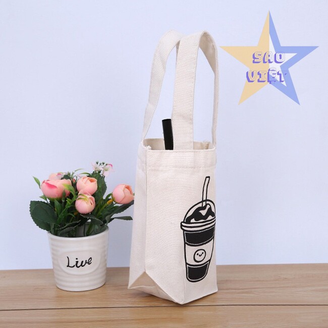 Túi vải canvas đựng bình nước thường thiết kế dáng đứng