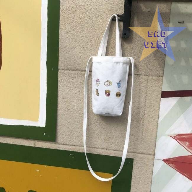 Túi canvas đựng bình nước thiết kế quai đeo chéo tiện lợi