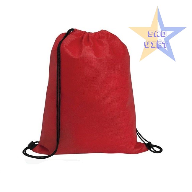 Túi vải không dệt màu đỏ dây rút